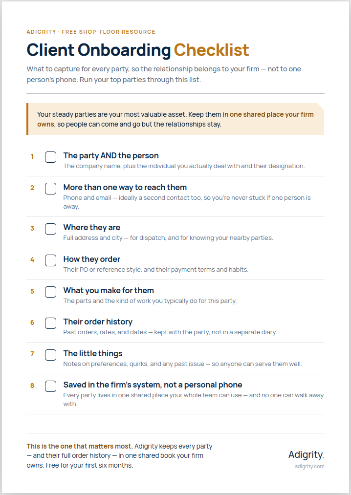 Client On-boarding checklist